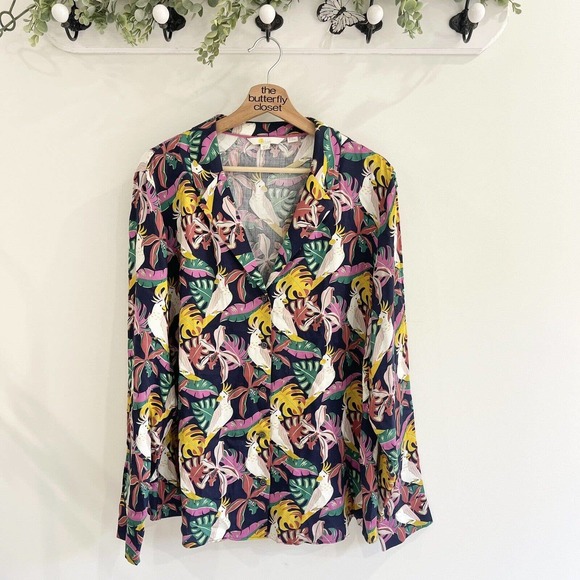Boden Tops - Boden Parrot Print Button Down Shirt Plus Size 16/18